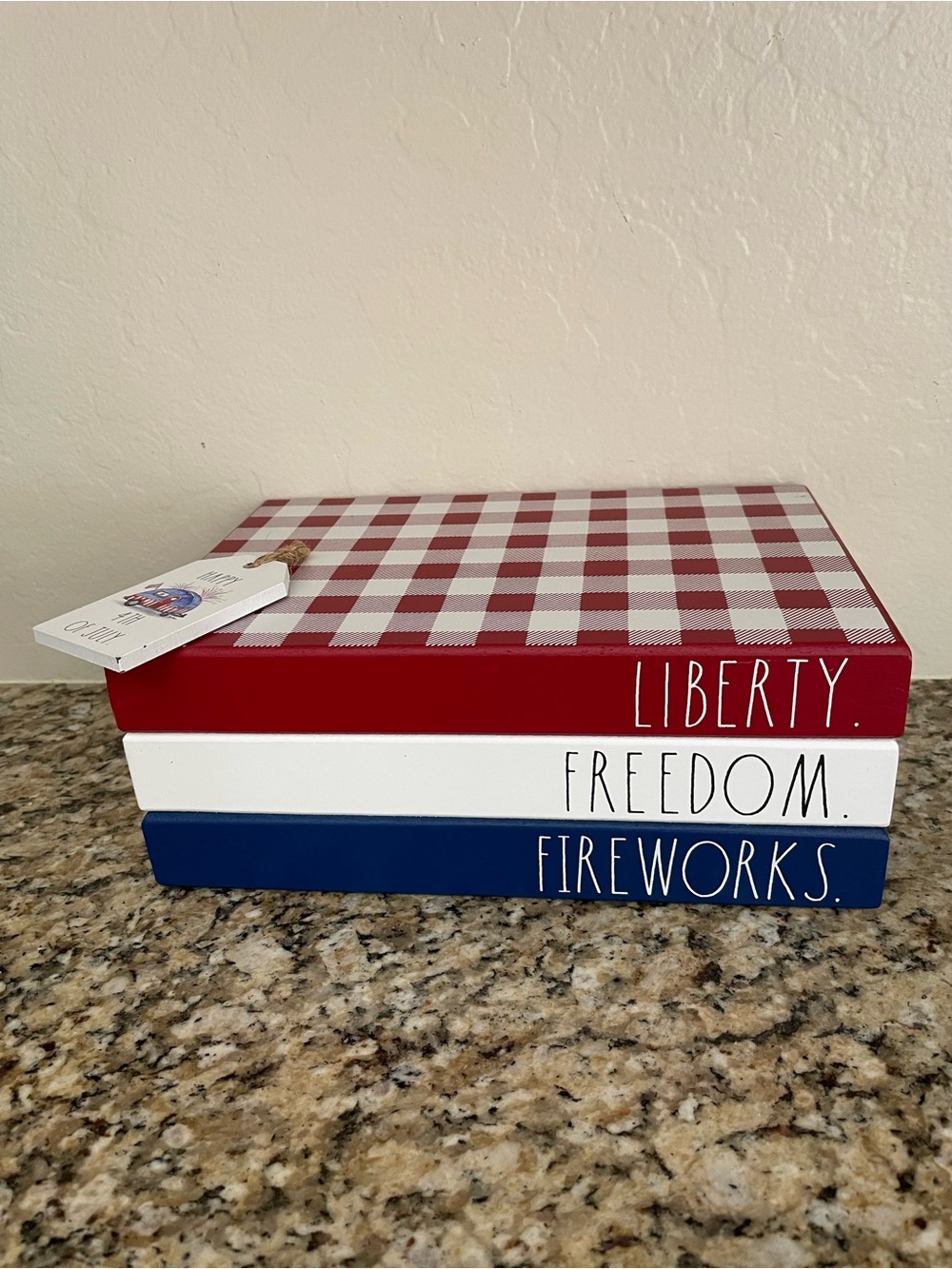 Rae Dunn Patriotic Stacked Decorative Blocks - Red White Blue